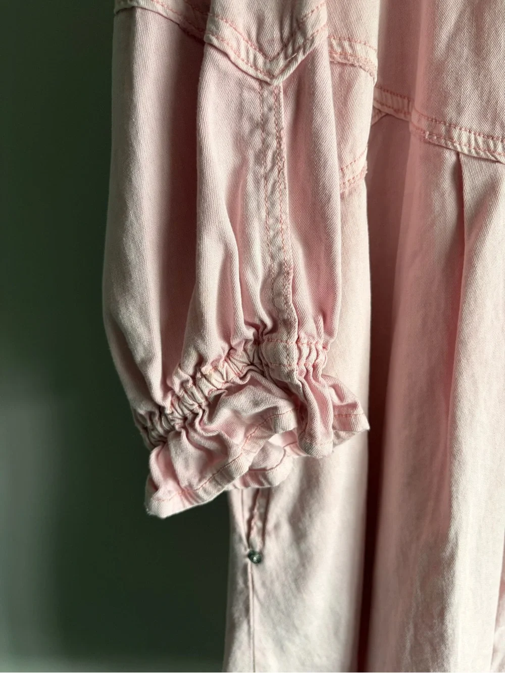 Free People We The Free Hannah Denim Mini Dress Pink Rare XL - Picture 4 of 9